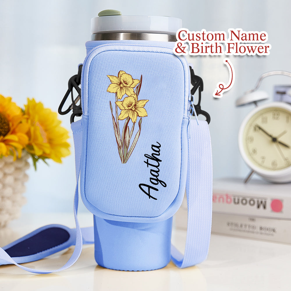 Reinforced stitching and durable neoprene details on personalised bottle carrier built to withstand heavier loads and daily use