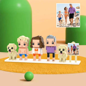 Custom Full-Body Brick Figures of 3 People and 2 Dogs with Frame Personalized Anniversary Gift Birthday Gift