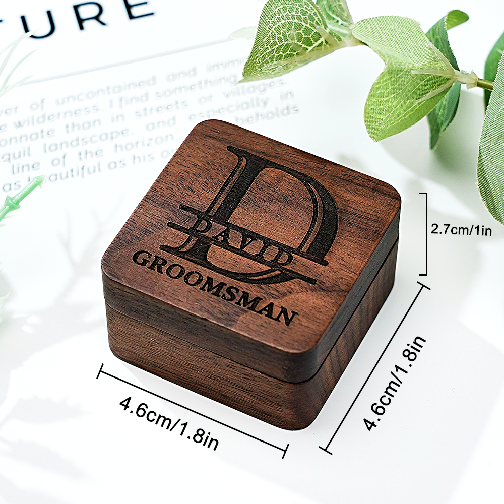 Personalised Engraved Cufflinks Set in Wooden Box | Wedding Gift for Groomsmen