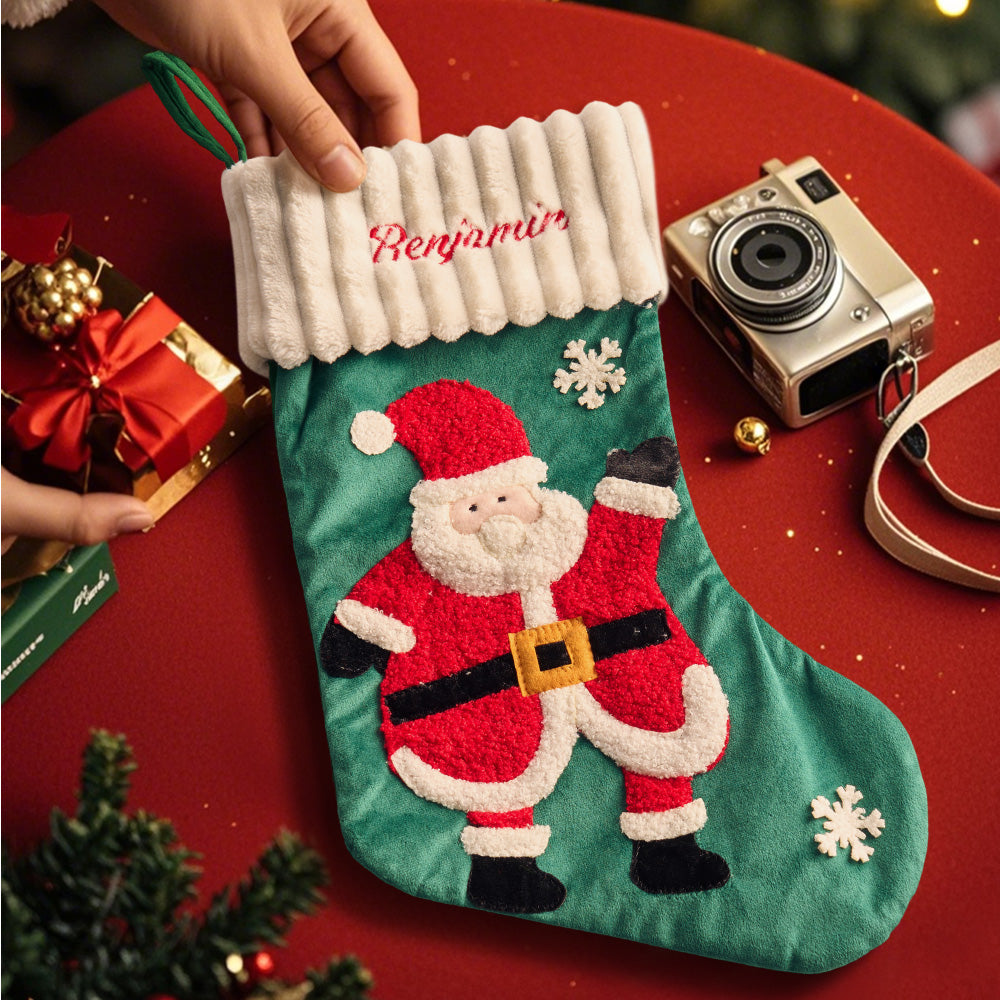 Personalised Christmas Stocking with Embroidered Name - Custom Family Gift