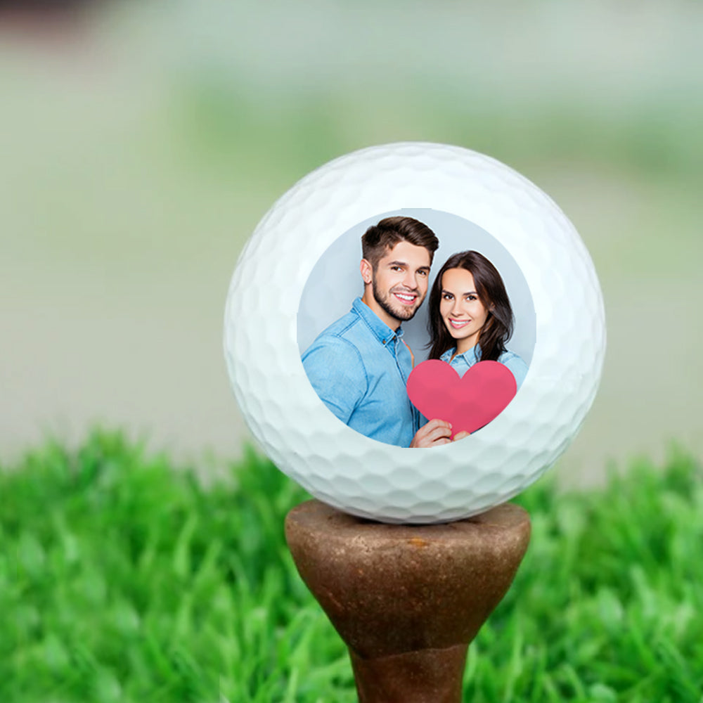 Personalised golf ball with photo and custom text – single UV double‑sided printed ball, perfect custom photo golf ball gift