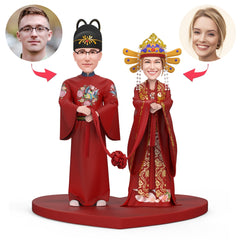 Custom Wedding Couple Bobblehead with Personalised Engraving