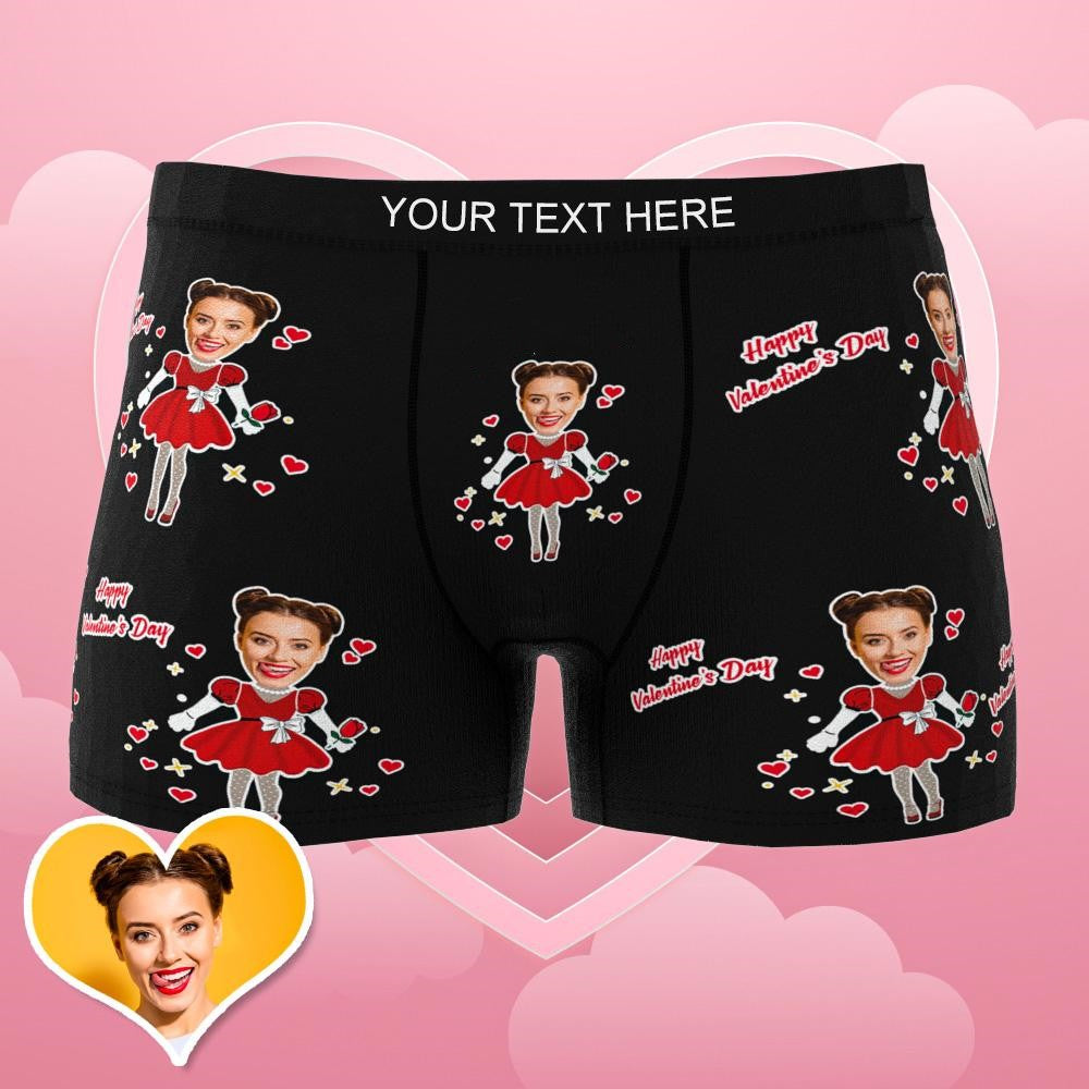 Close-up of fleece finish and high-definition colour print on personalised photo boxer — 100% polyester, soft touch and durable colour retention