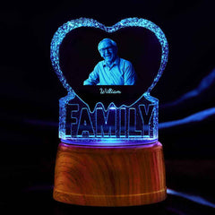 Personalized 3D Crystal Photo Frame Heart Crystal Gifts for Father's Day