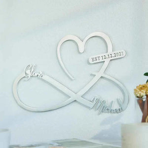 Custom Text Love Infinity Wedding Metal Sign Personalized Names and Date Home Wall Decoration