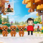 Custom Full-Body Cute Brick Figures of 1 Person and 3 Dogs with Frame Personalized Anniversary Gift Birthday Gift