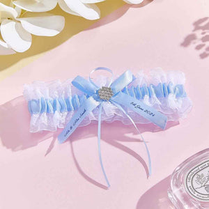 Personalized Wedding Garter with Name and Wedding Date Excellent Gift for the Bride Something Blue