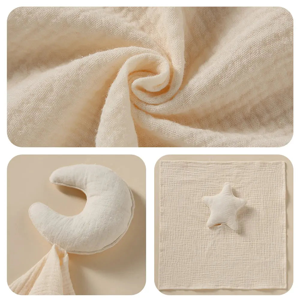 Texture detail of premium soft cotton personalised baby towel with star motif, gentle on delicate newborn skin