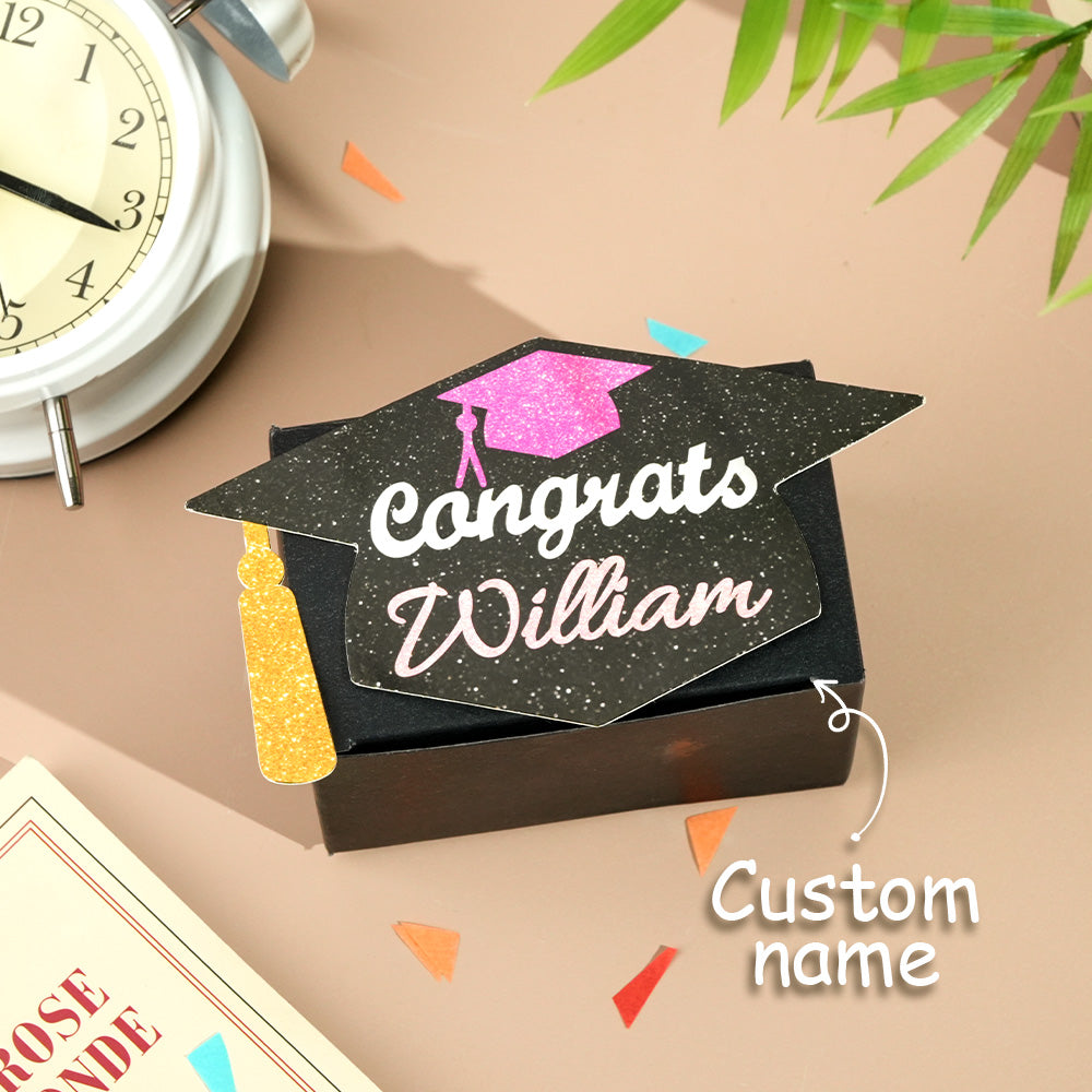 Personalisation proof showing custom name and short quote on a graduation money box