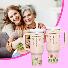 Personalised 'First Mum Now Grandma' 40oz Tumbler with Straw - Custom Birthday Gift for Grandma