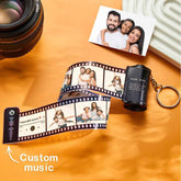 Custom Photo Film Roll Keychain Scannable Music Code Creative Couple Gifts