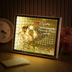The Day I Found My Missing Piece Light Customize Photo and Calendar Custom Name Personalized Gift For Couple
