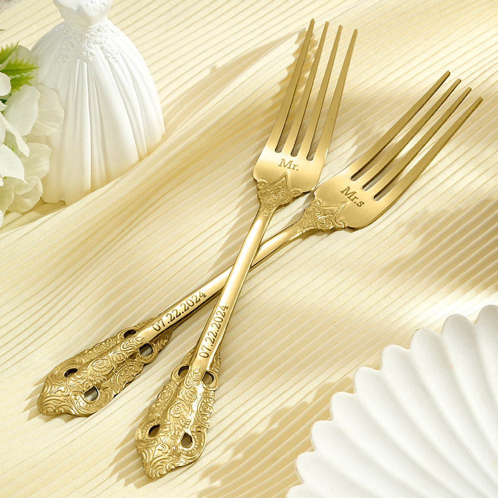 Personalised Vintage Forks Set | Custom Anniversary & Wedding Gift for Couples