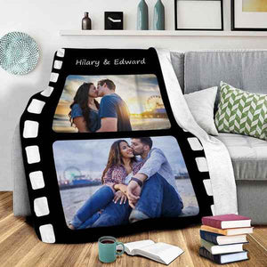 Custom Photo Fleece Flannel Blanket with Text