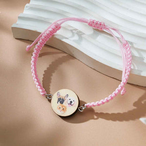 Personalized Pet Portrait Adjustable Braided Bracelet Birthday Gift for Pet Lover