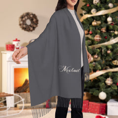 Personalised Winter Scarf with Custom Name | Unisex Faux Cashmere Scarf