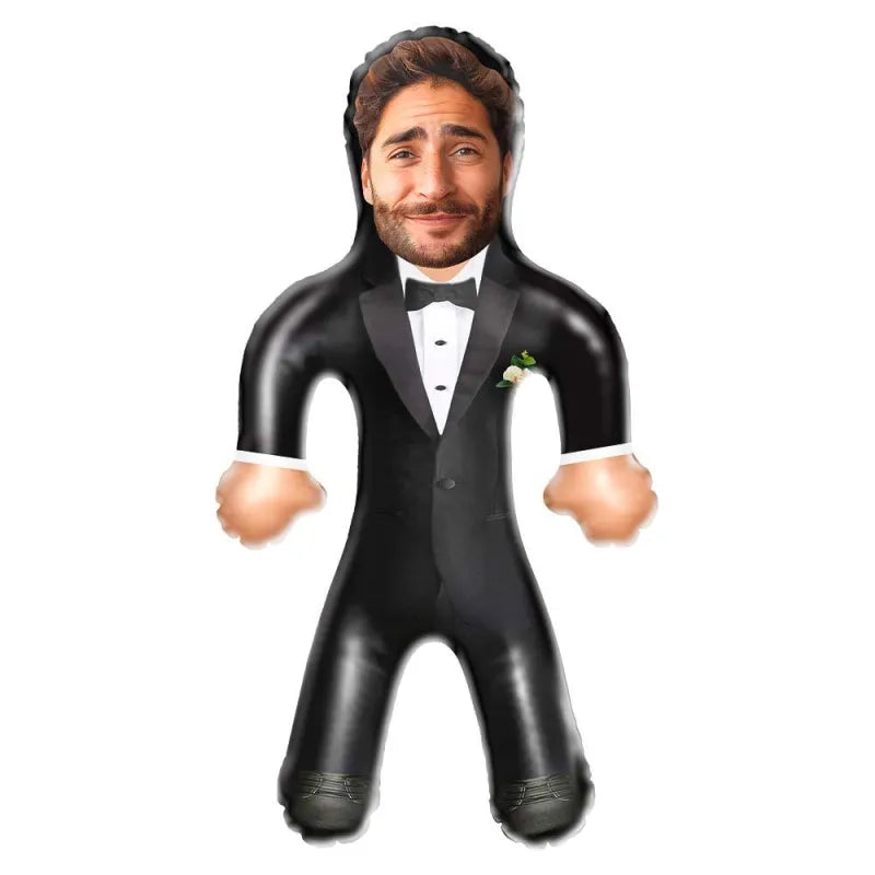 Groom blow-up doll made from PVC material; perfect for wedding decor, bachelorette parties, and fun photos.