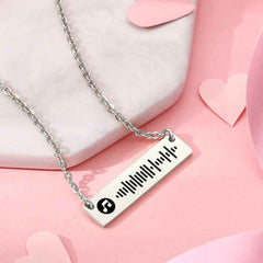 Personalized Bar Necklace Music Code Necklace Engraved Name Stainless Steel Necklace Gift