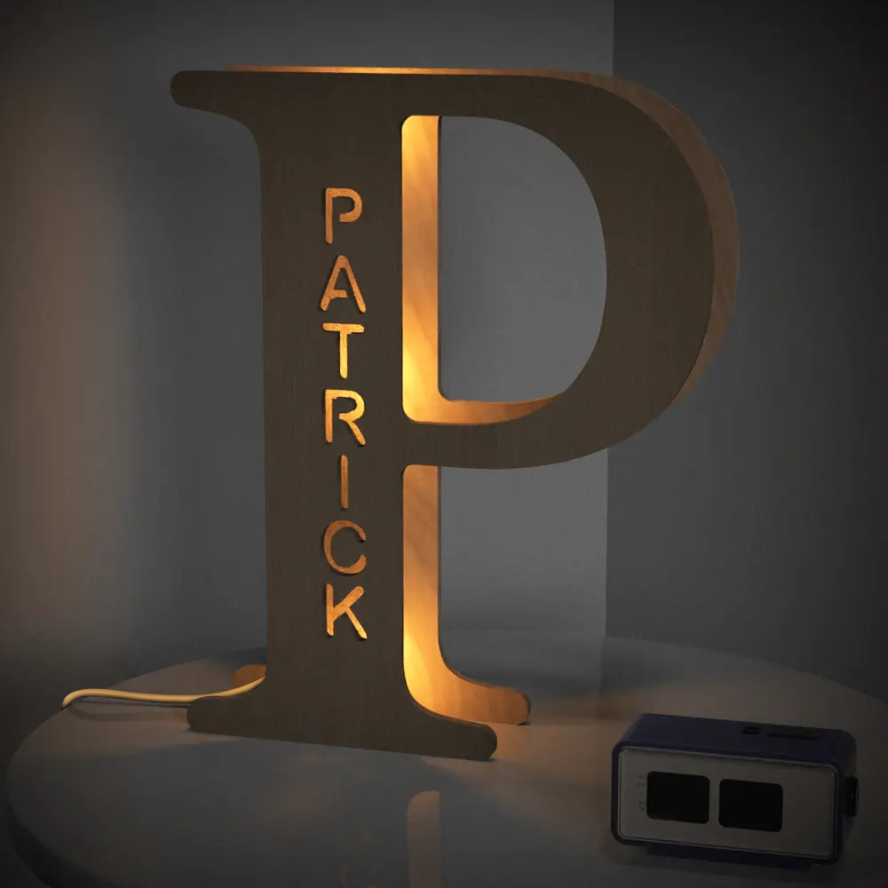 Personalised Wooden Letter Lamp - Custom Name Night Light 19CM - Unique Gift