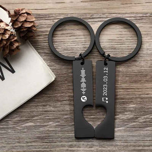 Best Gift For Friend 2 Personalized Music Code Keychain | Heart Cut Out Keychain
