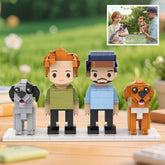 Custom Full-Body Cute Brick Figures of 2 People and 2 Dogs Personalized Anniversary Gift Birthday Gift