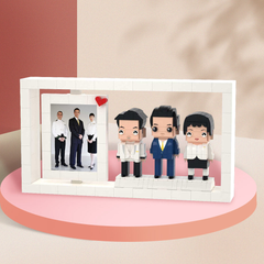 Custom 3 People Brick Figure Photo Frame | Personalised Colleague Gift