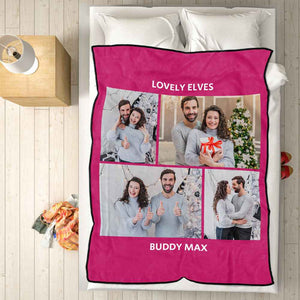 Personalized Hebrew Text Collage Photo Fleece Blanket