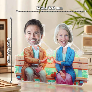 Personalized Face Grow Old Together Shaking Head Standee Gift for Dad and Mom