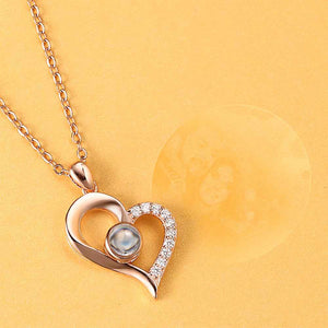 Personalized Heart Pendant Photo Projection Necklace