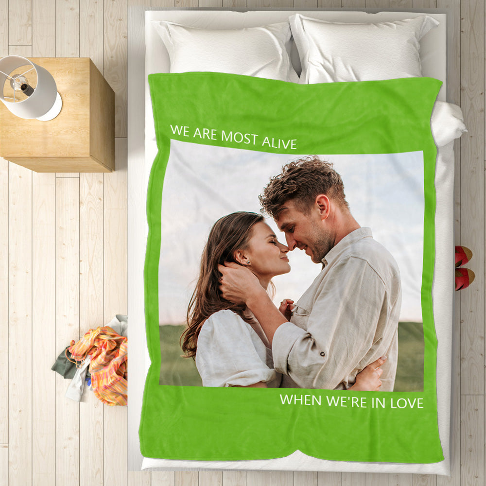 Personalised Fleece Photo Blanket With Custom Text - Soft Keepsake Throw