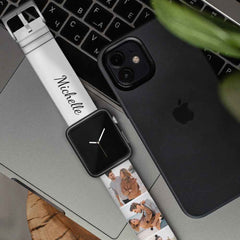 Custom Collage Photo and Name Apple Watch Band Silicone Watch Strap