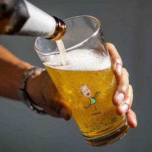 Personalized Beer Glass with Photo Portrait Character Action 16oz Beer Glass Gift for Him