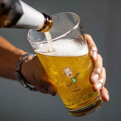 Personalized Beer Glass with Photo Portrait Character Action 16oz Beer Glass Gift for Him