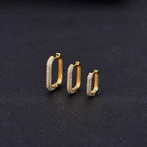 Geometric Rectangle Earrings Zircon Ear Buckle