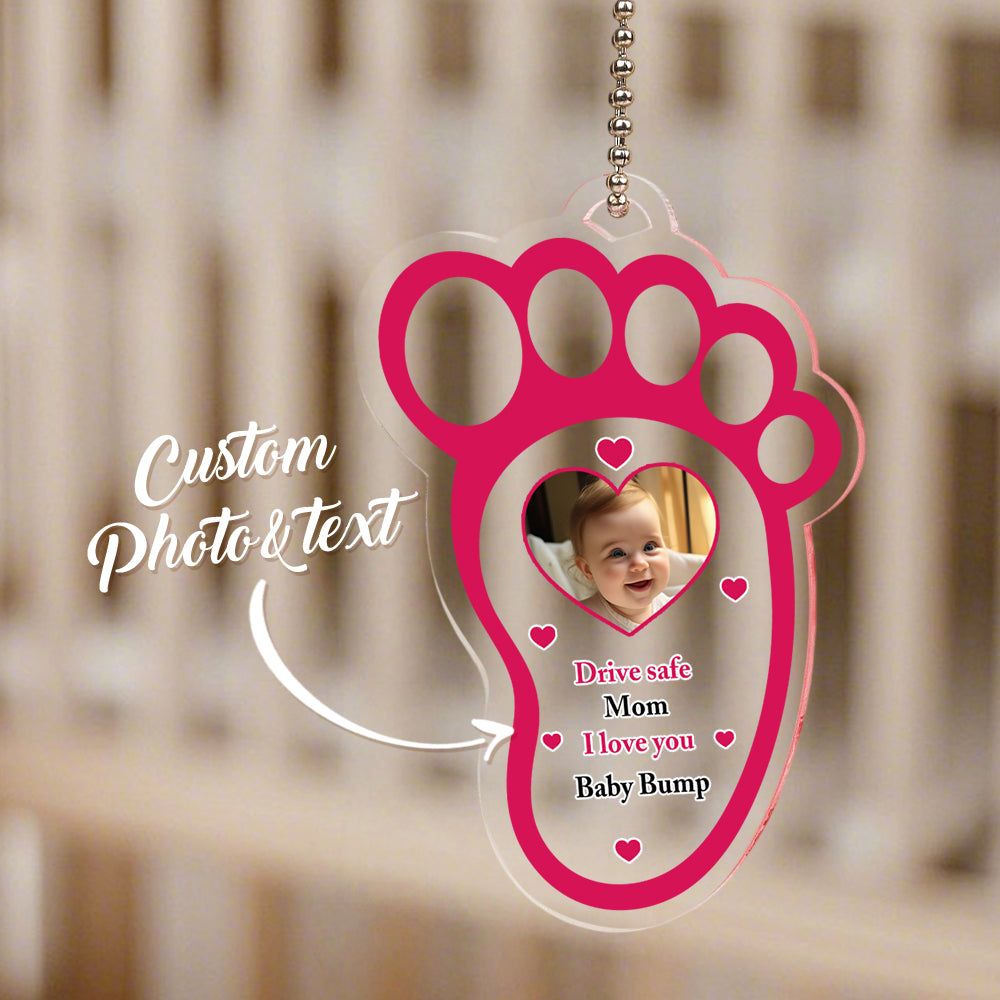 Proofing and approval steps concept for custom drive safe baby footprint car mirror hanger.