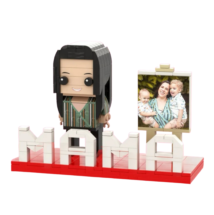 Custom Full Body MAMA Brick Figure with Photo - Personalised Mother's Day Gift