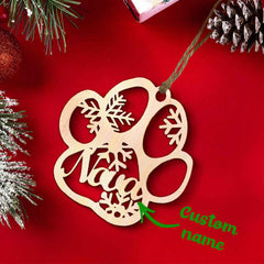 Personalized Wood Pet Paw Christmas Ornament
