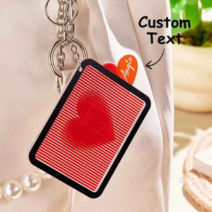 Custom Text Pull-out Keychain Red Heart Keychain Gift For Her