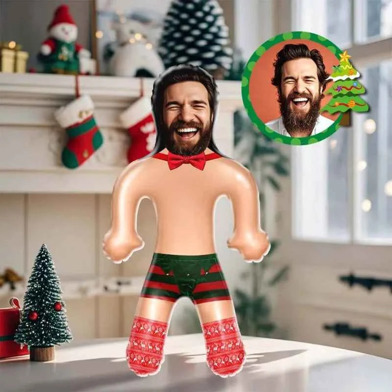 Custom Face Christmas Theme Blow Up Dolls Funny Inflatable Balloon Custom Air Doll for Party Favors Christmas Gifts