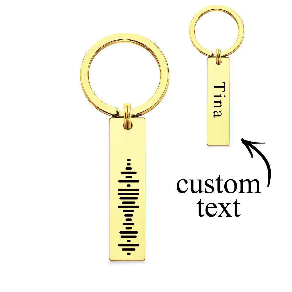Gift-ready presentation of custom engraved music code 3D bar keychain in protective box – ideal personalised Spotify keepsake present