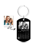 Custom Black Filter Photo Calendar Keychain - Personalised Anniversary Gift For Loved Ones