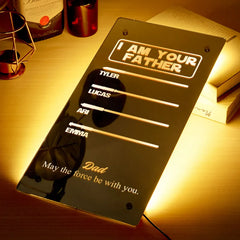 Personalised 'I Am Your Father' Star Wars Lightsaber Mirror Lamp - Unique Father's Day Gift