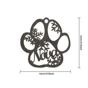 Personalized Wood Pet Paw Christmas Ornament
