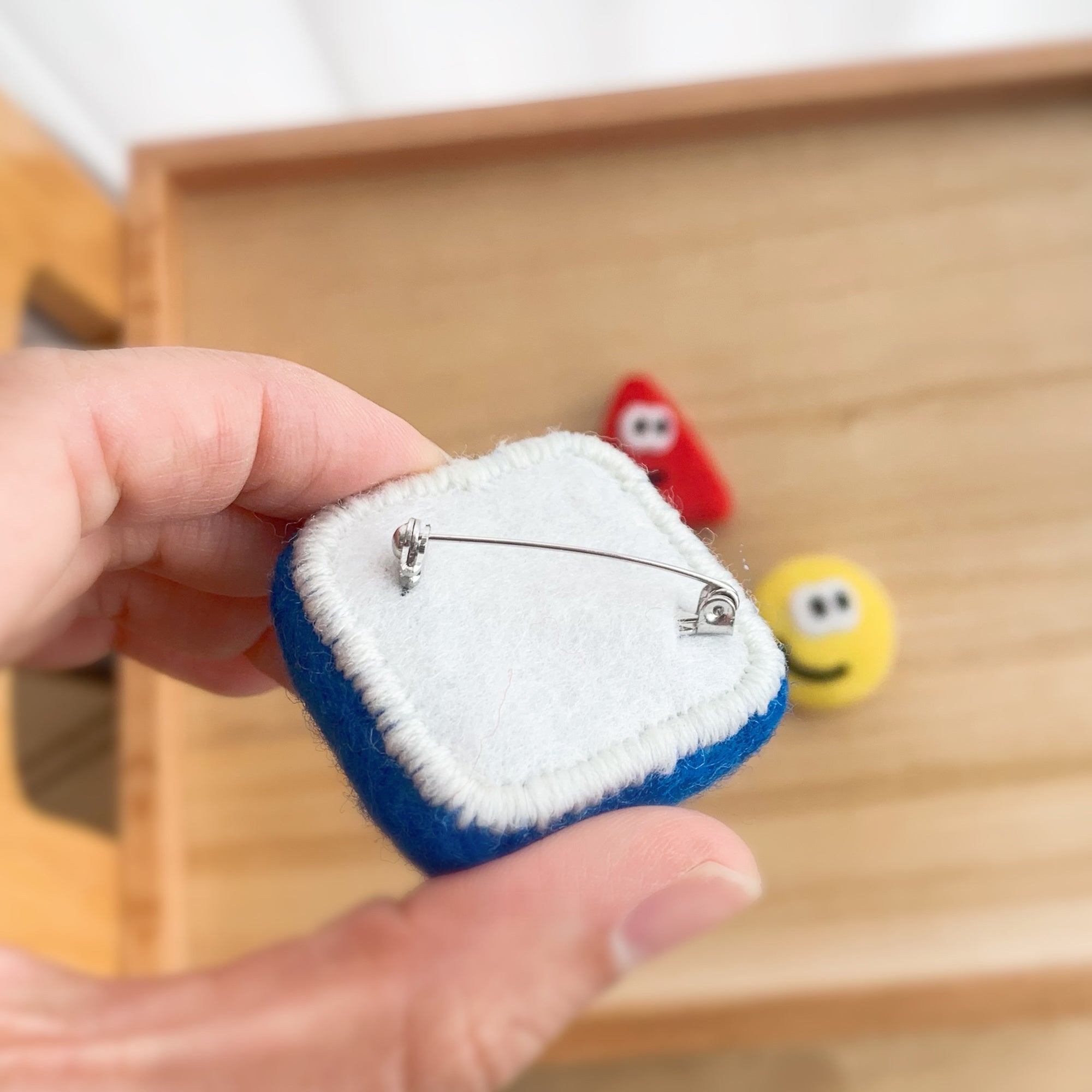 Handmade Felt Mushroom Brooch - Unique Geometric Design Triangle Circle Square