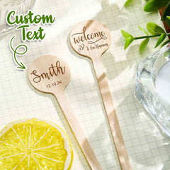 Personalized Engraved Wood Cocktail Stirrers Wedding Drink Sticks