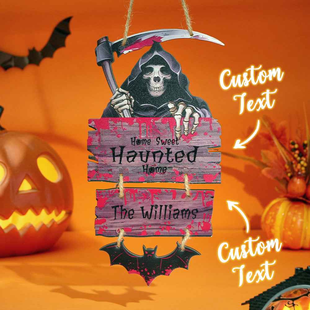 Personalized Death Scythe Ornaments Halloween Door Sign Home Decor for Halloween Gift