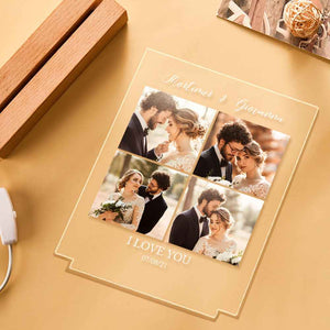 Personalized I Love You Acrylic Night Light with Pictures and Names