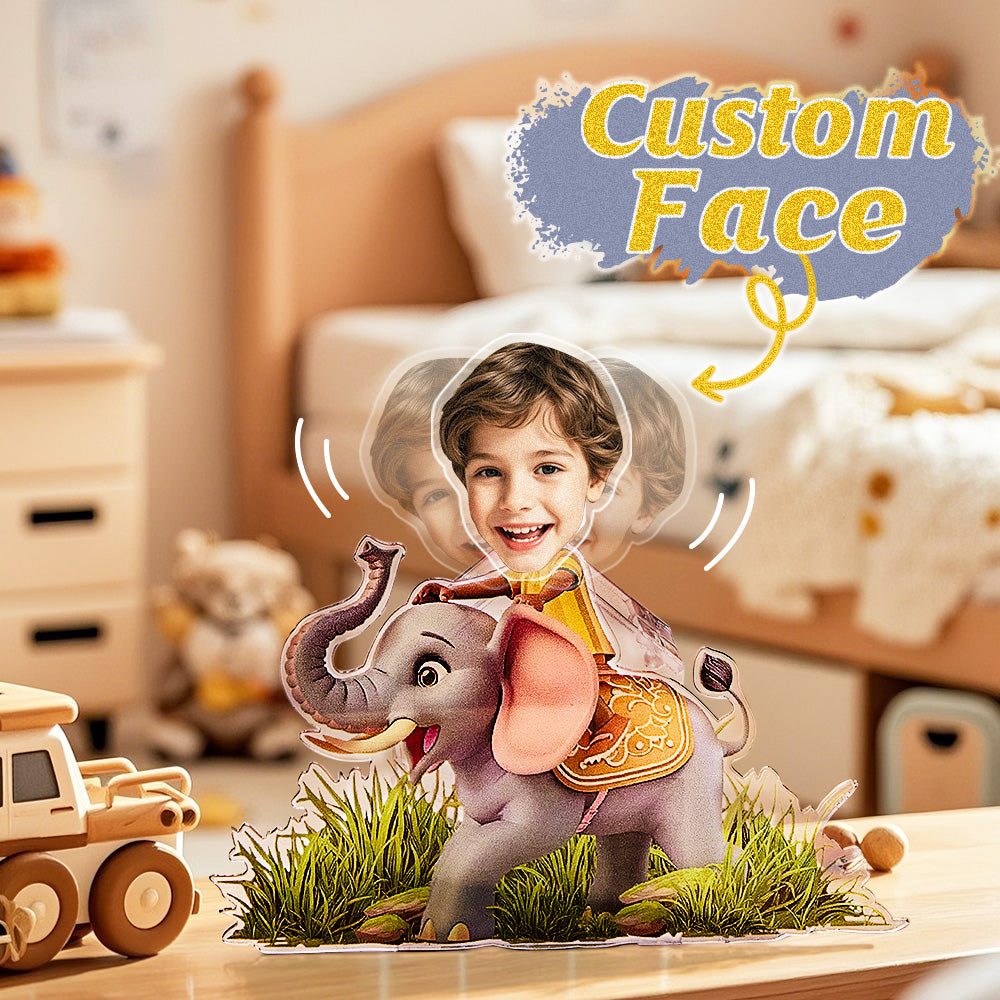 Personalised shaking head standee with custom face printed on high-quality acrylic — playful kids' desk decoration and unique personalised gift