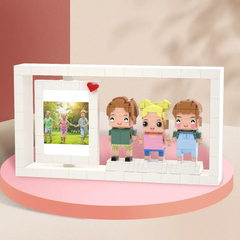 Personalised 3 Person LEGO® Style Photo Frame | Custom Family Brick Figure