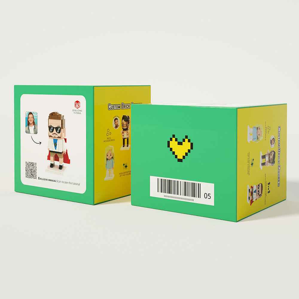 Birthday Gifts Full Body Customizable 1 Person Custom Brick with Frame Figures Small Particle Block Toy Brick Me Figures Gifts for Him